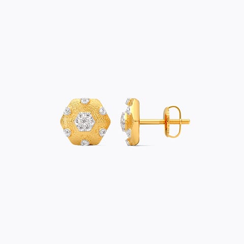 Hexagon Elegance Diamond Stud Earrings