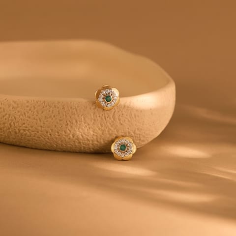 Emerald Sage Gemstone Stud Earrings