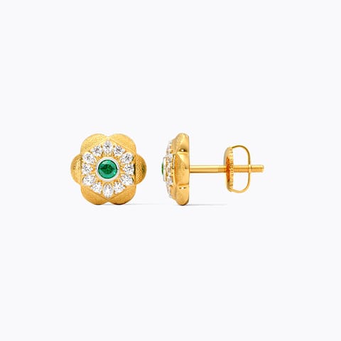 Emerald Sage Gemstone Stud Earrings