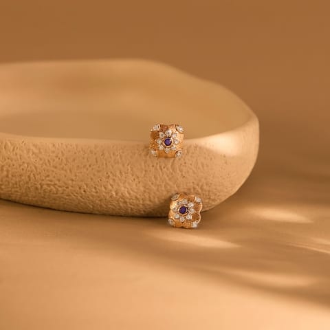 Indigo Bezel Gemstone Stud Earrings