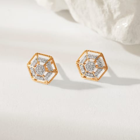 Glinting Hexagon Diamond Stud Earrings
