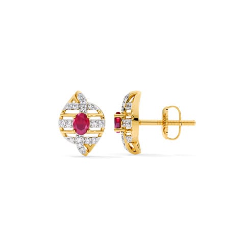 Ruby Glow Gemstone Stud Earrings
