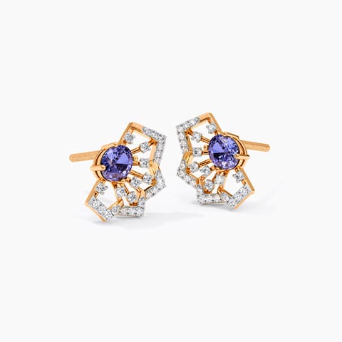 Tanzanite Aerate Gemstone Stud Earrings
