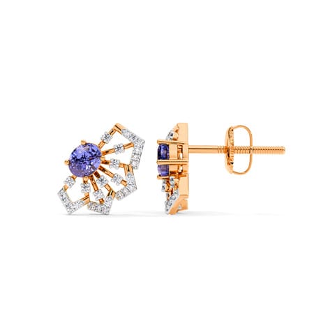 Tanzanite Aerate Gemstone Stud Earrings