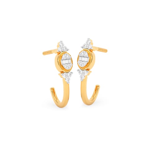Baguette Buzz Diamond Hoop Earrings