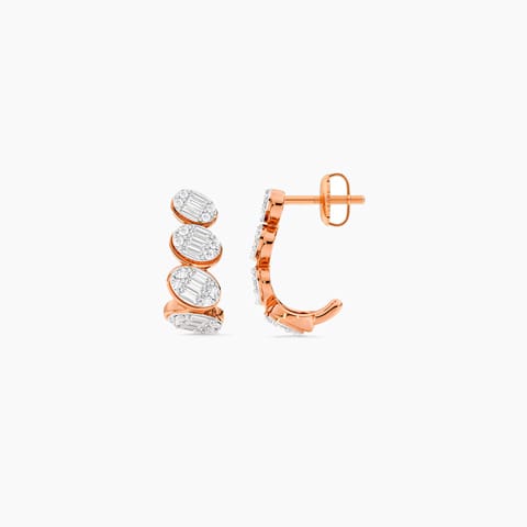 Ovate Glint Diamond Hoop Earrings
