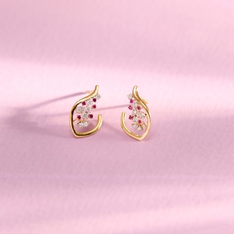 Scattering Ruby Gemstone Hoop Earrings