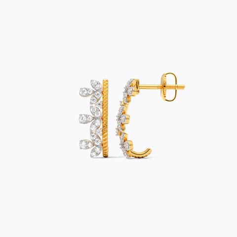 Elegant Textured Diamond Hoop Earrings