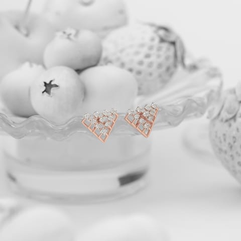 Glam Grid Diamond Stud Earrings