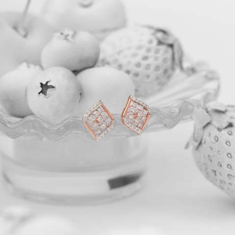 Elegance Grid Diamond Stud Earrings