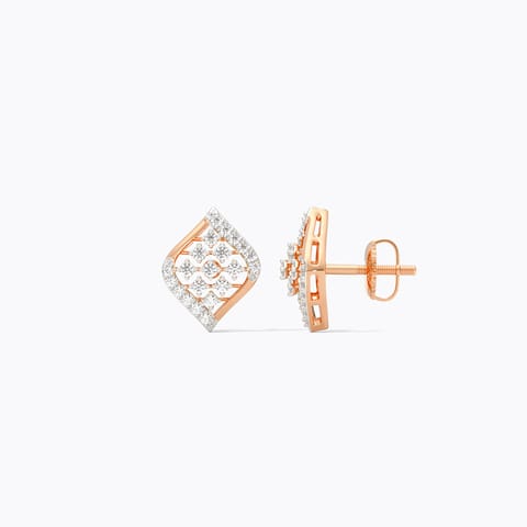 Elegance Grid Diamond Stud Earrings