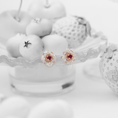 Sangria Square Gemstone Stud Earrings