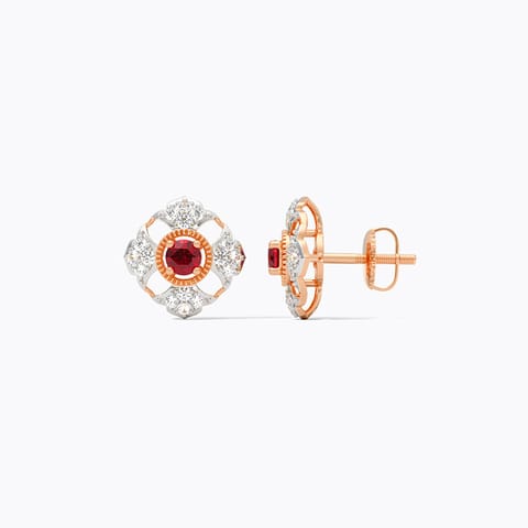 Sangria Square Gemstone Stud Earrings
