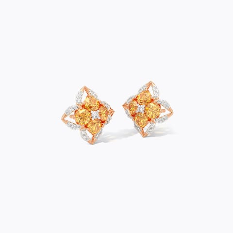 Citrine Floral Gemstone Stud Earrings Citrine Floral Gemstone Stud Earrings