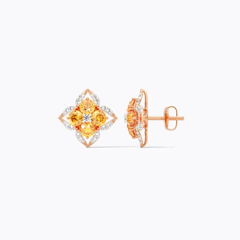 Citrine Floral Gemstone Stud Earrings Citrine Floral Gemstone Stud Earrings
