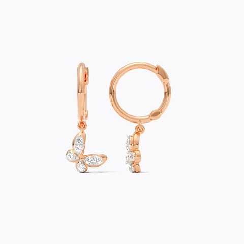 Swaying Butterfly Diamond Hoop Earrings