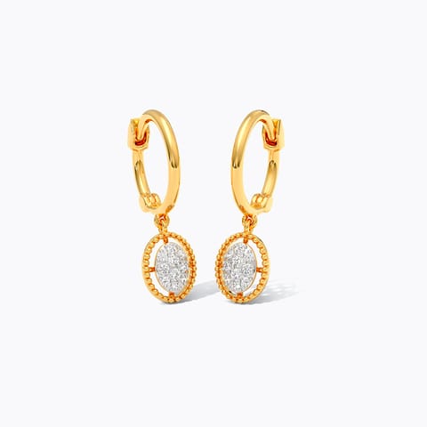 Dangling Ovate Diamond Hoop Earrings