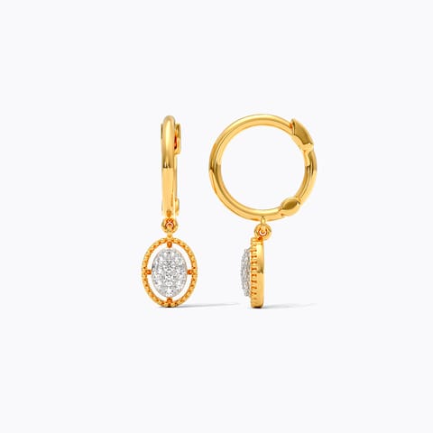 Dangling Ovate Diamond Hoop Earrings