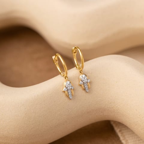 Hamsa Diamond Hoop Earrings