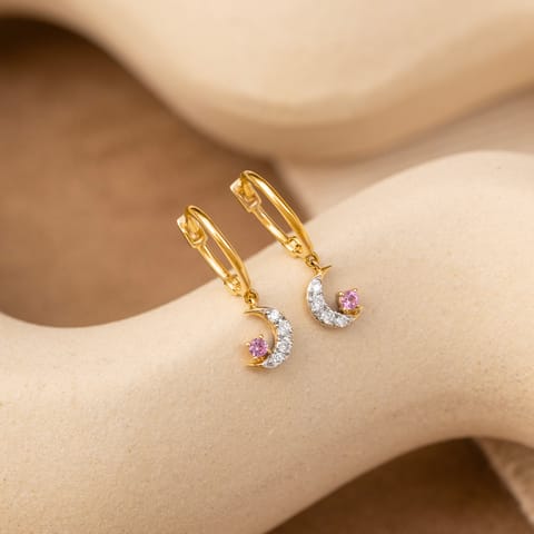 Red Moon Gemstone Hoop Earrings