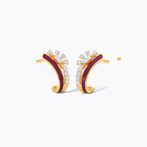 Purple Spark Diamond Hoop Earrings