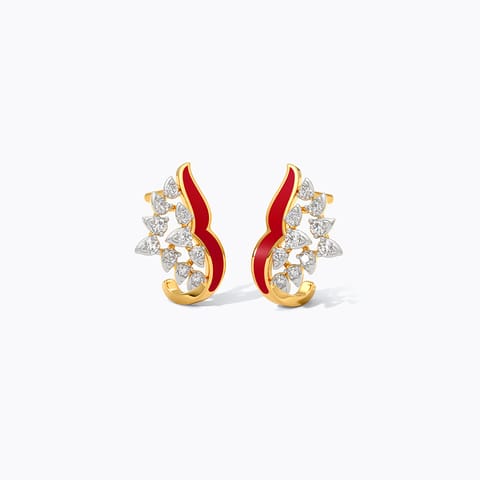 Cluster Red Diamond Hoop Earrings
