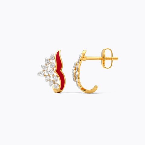 Cluster Red Diamond Hoop Earrings