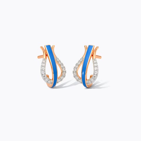 Blue Arc Diamond Hoop Earrings
