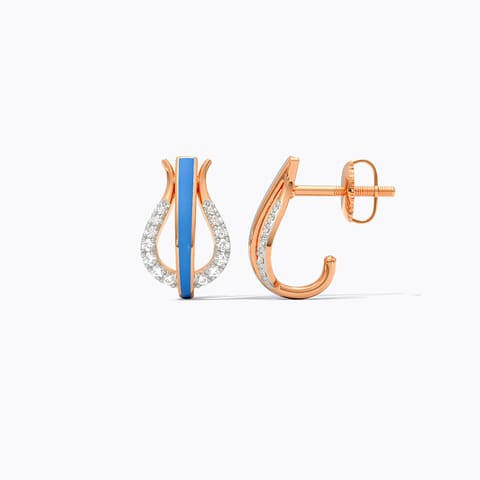 Blue Arc Diamond Hoop Earrings