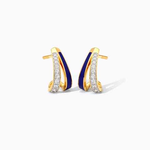 Intersecting Blue Diamond Hoop Earrings