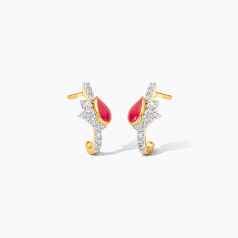 Red Lotus Diamond Hoop Earrings Red Lotus Diamond Hoop Earrings