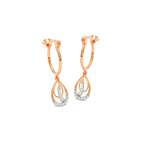 Swaying Pear Diamond Hoop Earrings