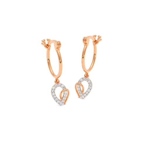Leafy Sway Diamond Hoop Earrings