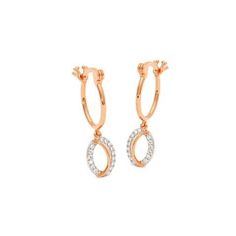 Dangling Circle Diamond Hoop Earrings