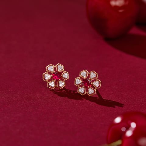 Ethereal Ruby Gemstone Stud Earrings