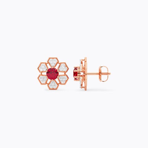 Ethereal Ruby Gemstone Stud Earrings