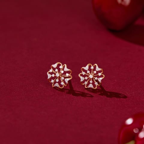 Floral Radiance Diamond Stud Earrings