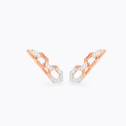 Golden Links Diamond Stud Earrings