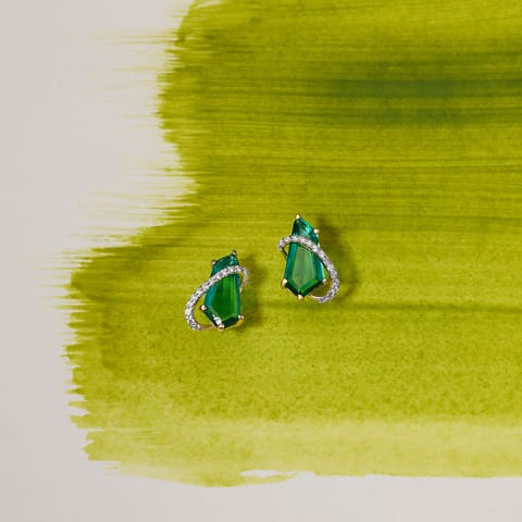 Verdant Orbit Gemstone Stud Earrings