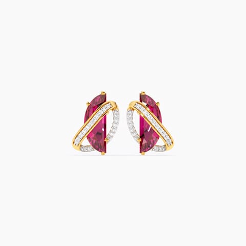 Garnet Orbital Gemstone Stud Earrings