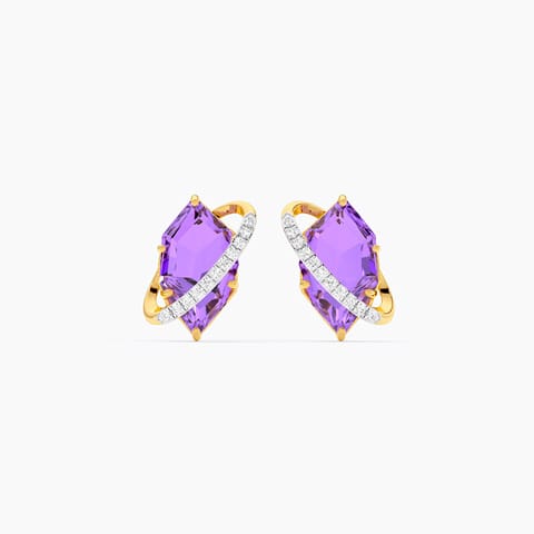 Purple Orbit Gemstone Stud Earrings