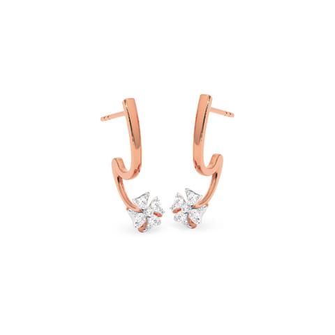 Swirly Petals Diamond Hoop Earrings
