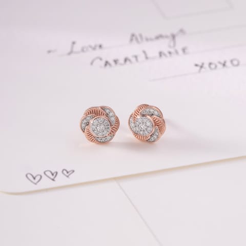 Misty Swirl Diamond Stud Earrings
