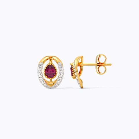 Vermilion Halo Gemstone Stud Earrings