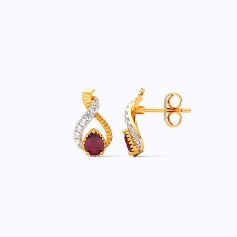 Garnet Twist Gemstone Stud Earrings