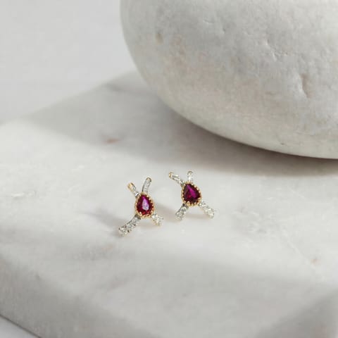Nebula Red Gemstone Stud Earrings Nebula Red Gemstone Stud Earrings