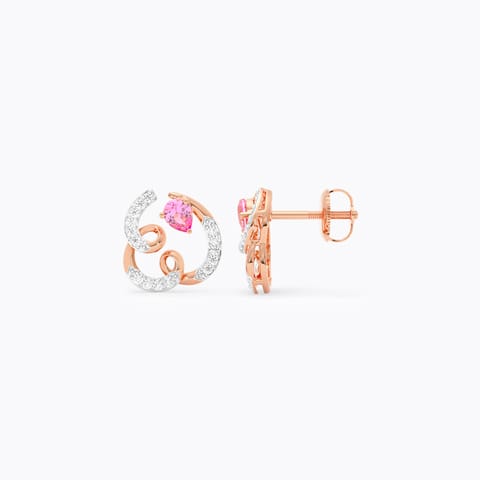 Pink Swirls Gemstone Stud Earrings
