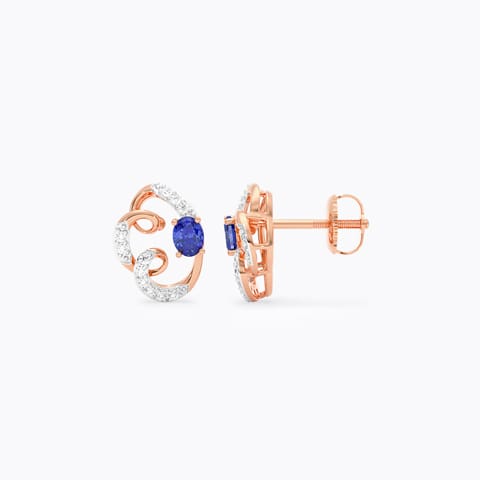 Cosmic Twirl Gemstone Stud Earrings