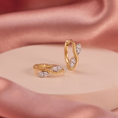 Ruffle Radiant Diamond Hoop Earrings