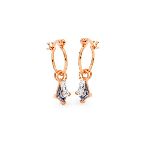 Indigo Square Detachable Gemstone Hoop Earrings Indigo Square Detachable Gemstone Hoop Earrings